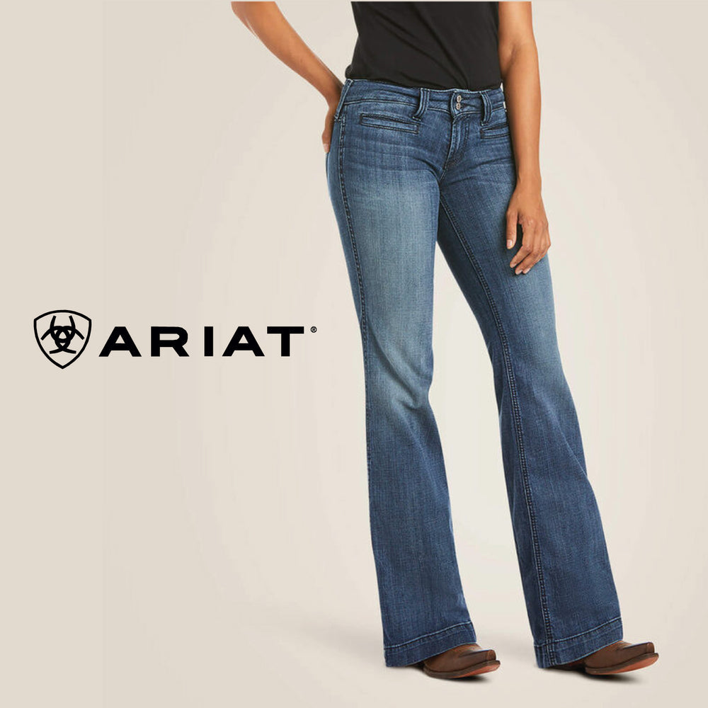 Ariat Women's Trouser Mid Rise Stretch Outseam Ella Wide Leg Jean