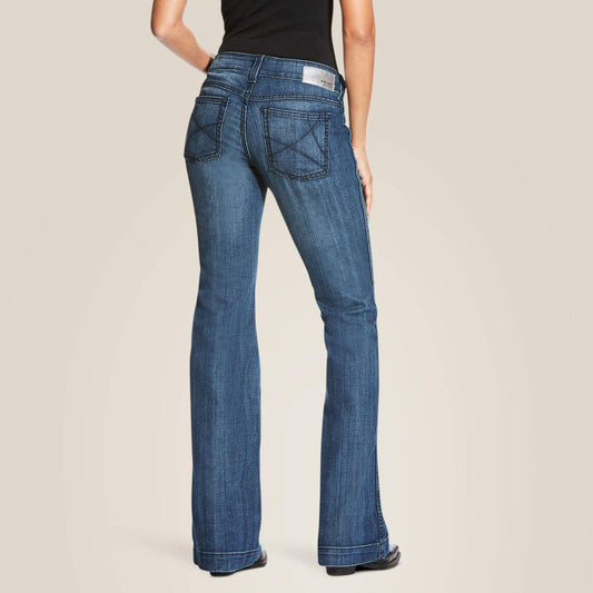 Ariat Women's Trouser Mid Rise Stretch Outseam Ella Wide Leg Jean