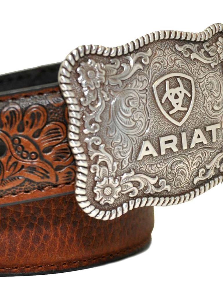 Ariat Boys Shield Logo Distressed Hand Tooled Leather Belt
