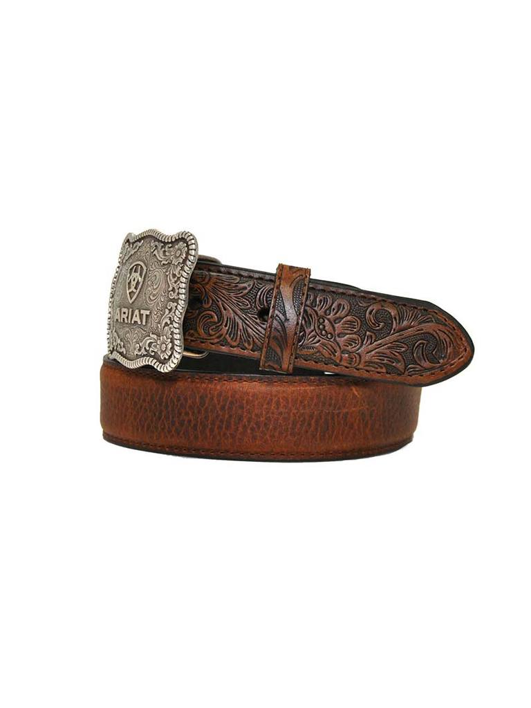 Ariat Boys Shield Logo Distressed Hand Tooled Leather Belt