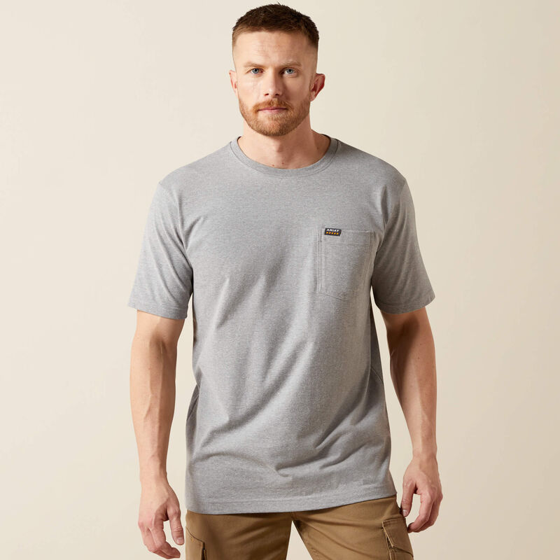 Ariat Rebar Cotton Strong Standard Pocket T-Shirt Heather Grey