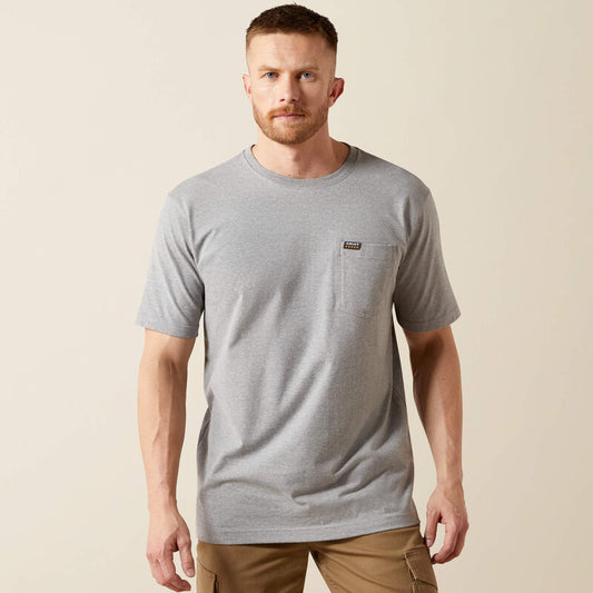 Ariat Rebar Cotton Strong Standard Pocket T-Shirt Heather Grey