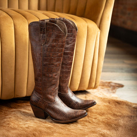 Ariat Casanova Espresso Croc Print Boots