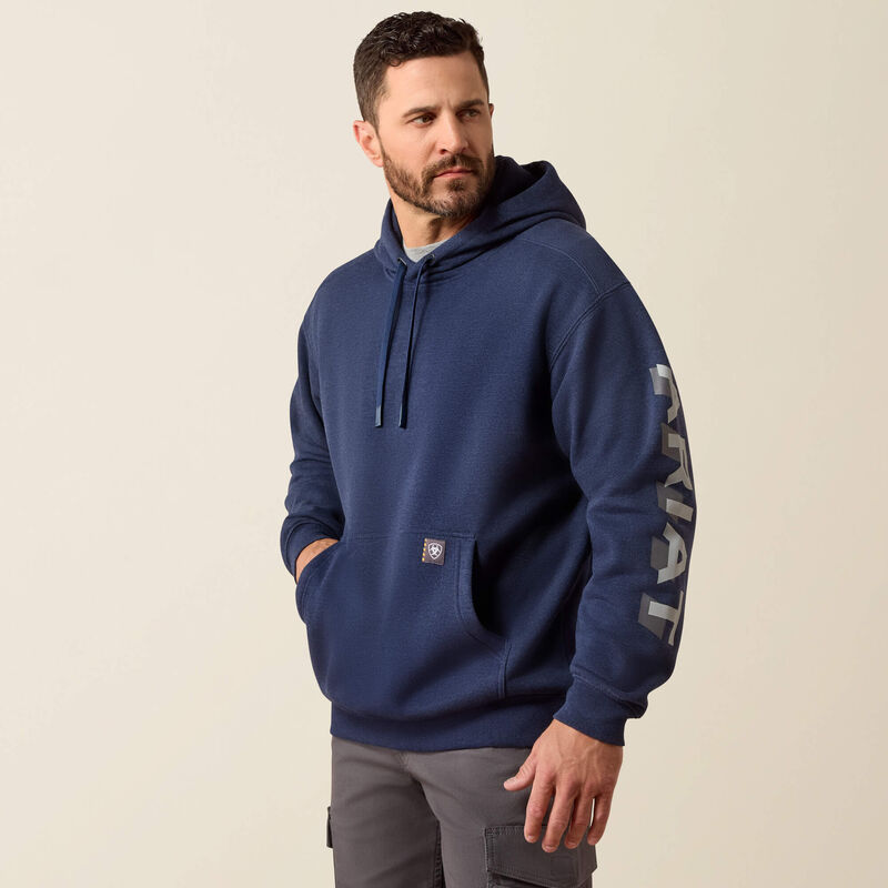 Ariat Rebar Lightweight Logo Hoodie Navy Heather/Alloy