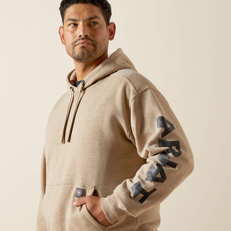 Ariat Rebar Lightweight Logo Hoodie Oatmeal Heather/Black