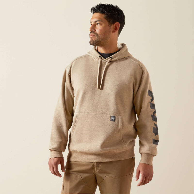 Ariat Rebar Lightweight Logo Hoodie Oatmeal Heather/Black