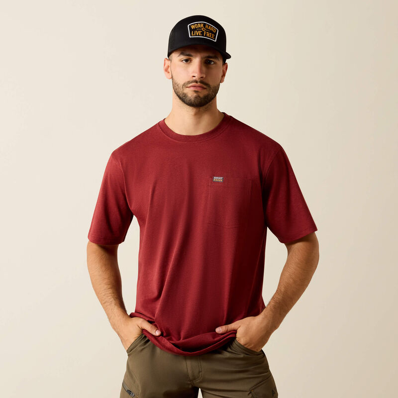 Ariat Rebar Cotton Strong Standard Pocket T-Shirt Brandy Snifter Heather