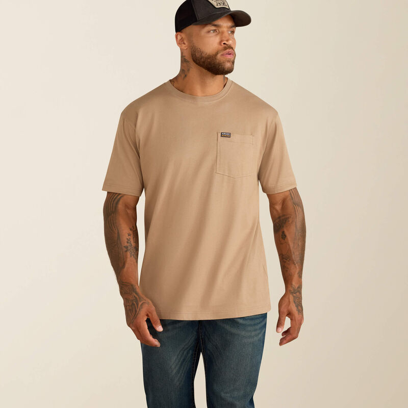 Ariat Rebar Cotton Strong Standard Pocket T-Shirt Greige