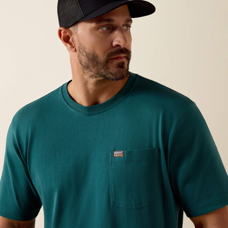 Ariat Rebar Cotton Strong Standard Pocket T-Shirt Mediterranean