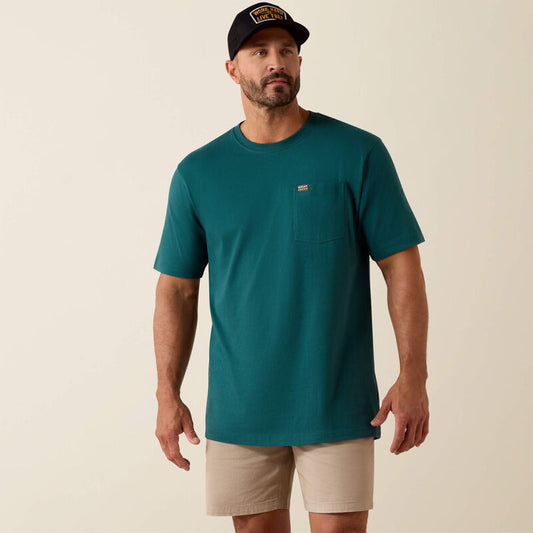 Ariat Rebar Cotton Strong Standard Pocket T-Shirt Mediterranean