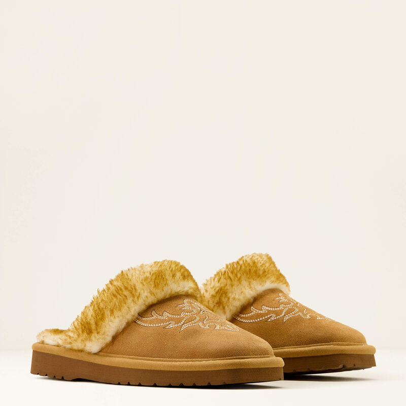 Ariat Jackie Embroidery Cowgirl Square Toe Slipper Chestnut