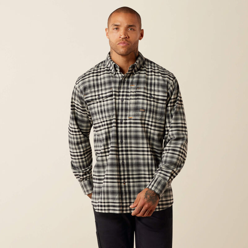 Ariat Rebar Flannel DuraStretch Work Shirt Pelican