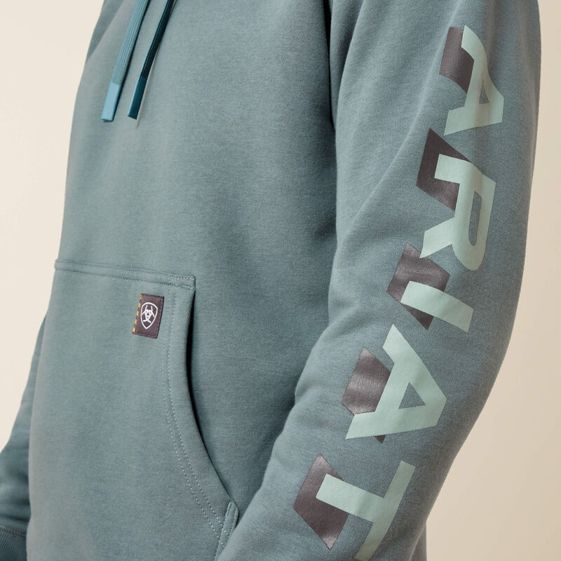Ariat Rebar Lightweight Logo Hoodie North Atlantic|Green Milieu