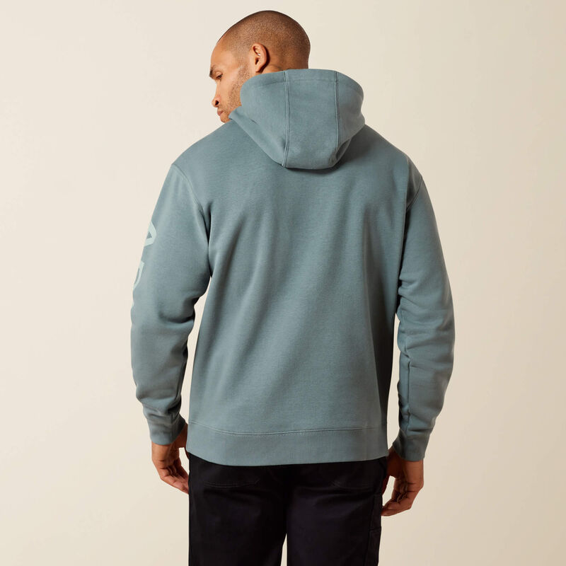 Ariat Rebar Lightweight Logo Hoodie North Atlantic|Green Milieu