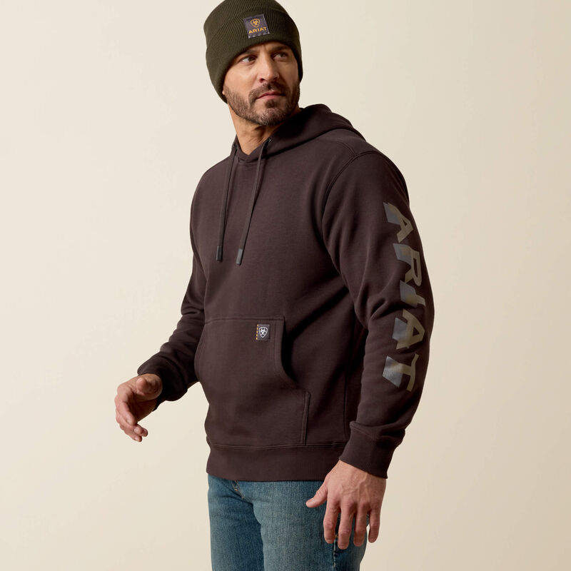 Ariat Rebar Lightweight Logo Hoodie Licorice/Canteen
