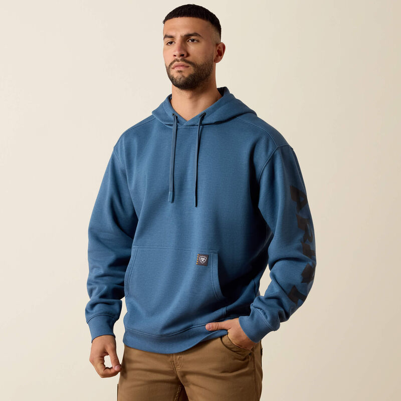 Ariat Rebar Lightweight Logo Hoodie Blue Fushion Heather|Collegiate Blue
