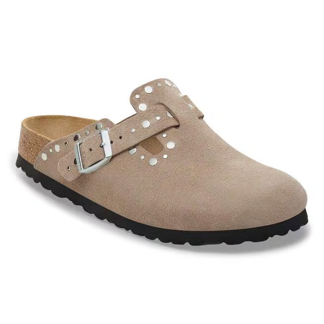 Birkenstock Boston Rivets Suede Taupe Leather