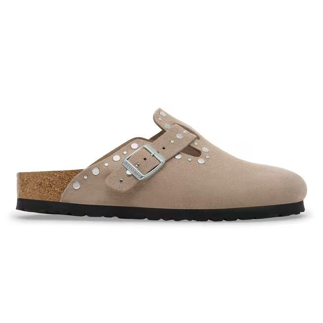 Birkenstock Boston Rivets Suede Taupe Leather