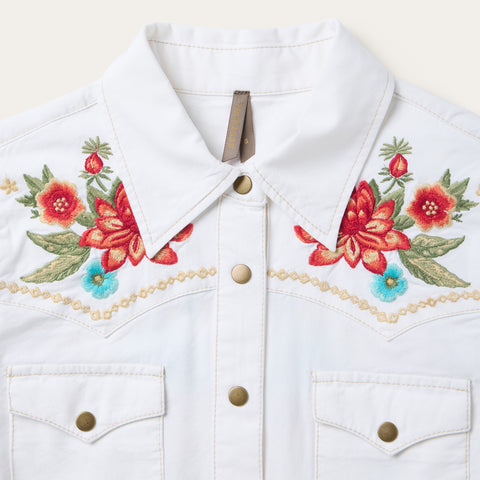 Stetson White Floral Embroidery Dress