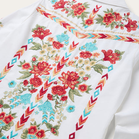 Stetson White Floral Embroidery Dress