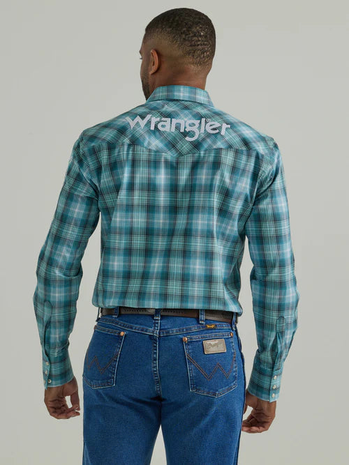 Wrangler Western Logo Turquoise Button up