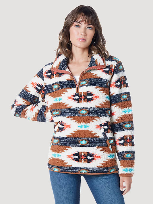 Wrangler Retro Southwestern Quarter-Zip Sherpa