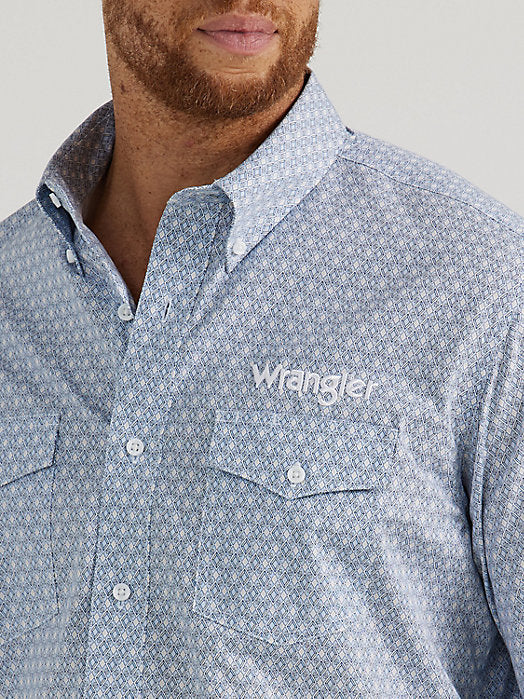 Wrangler Logo Pale Blue Men's Button Up
