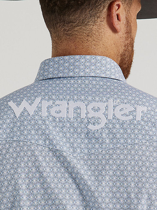 Wrangler Logo Pale Blue Men's Button Up