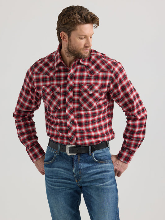 Wrangler Cowboy Flannel Red Men's Snap Up