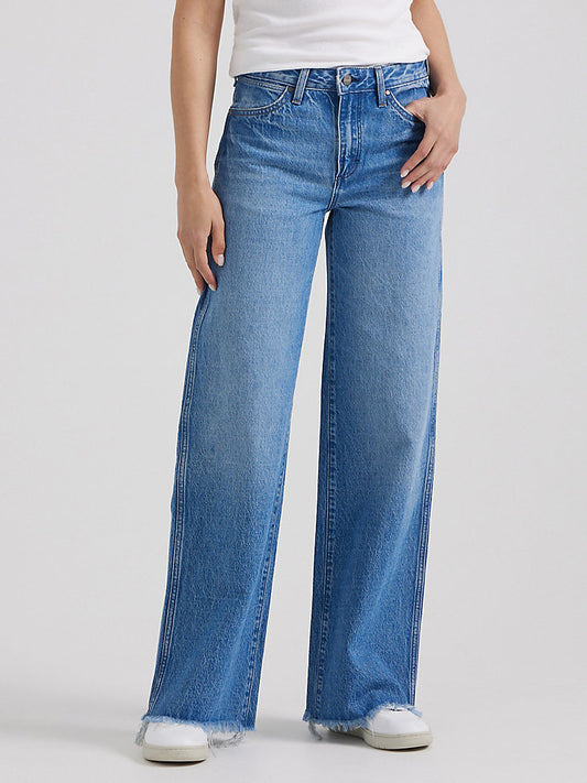 Wrangler Unbound Frayed Wide Leg Women's Jeans