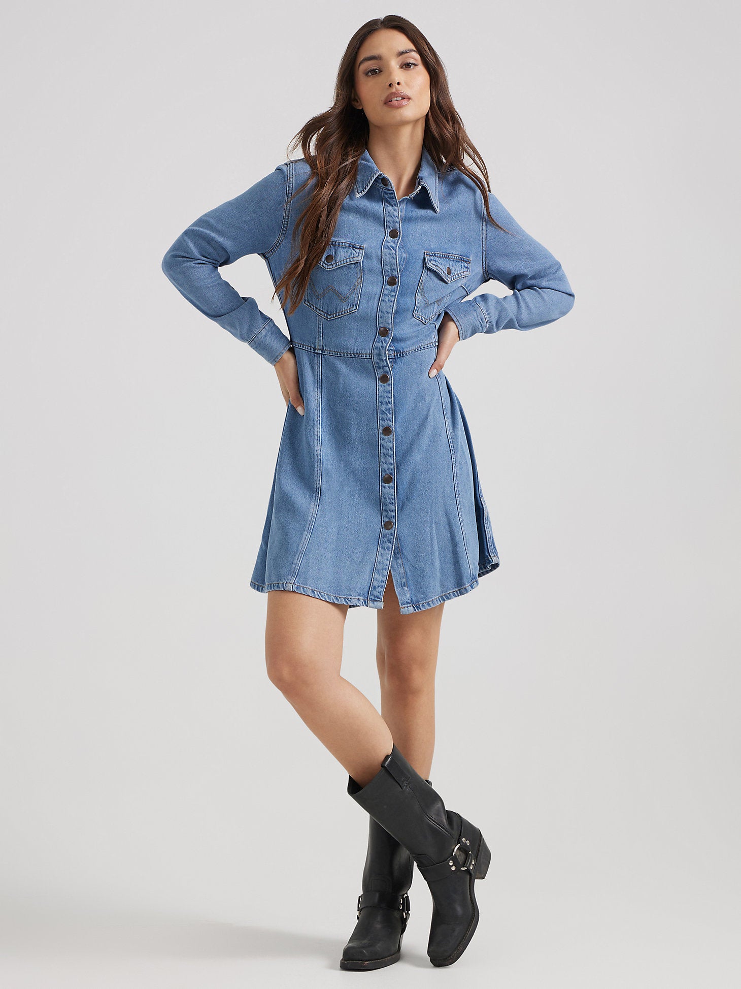 Final Sale Wrangler Amelia Denim Women's Dress Wiseman's Western Final Sale Wrangler Amelia Denim Women's Dress Wiseman's Western