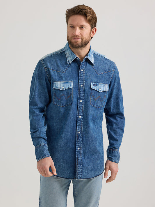 Wrangler Vintage Denim Two Tone Men's Snap Up