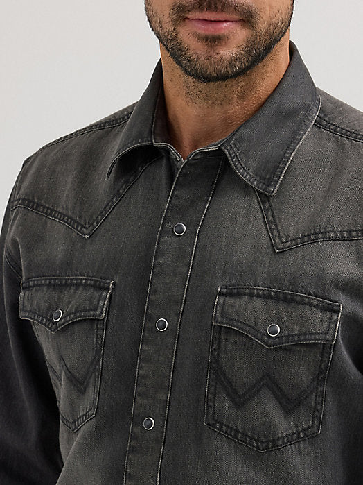 Wrangler Retro Worn Midnight Denim Men's Snap Up