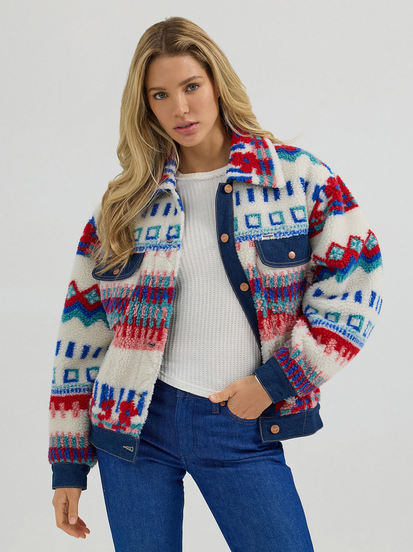 Wrangler Fun Floral Sherpa Trucker Jacket