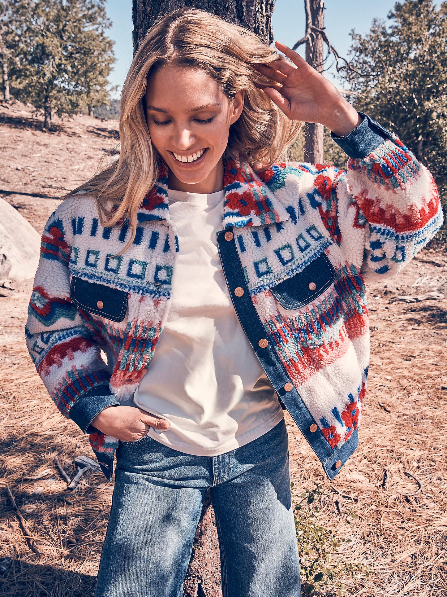 Wrangler Fun Floral Sherpa Trucker Jacket