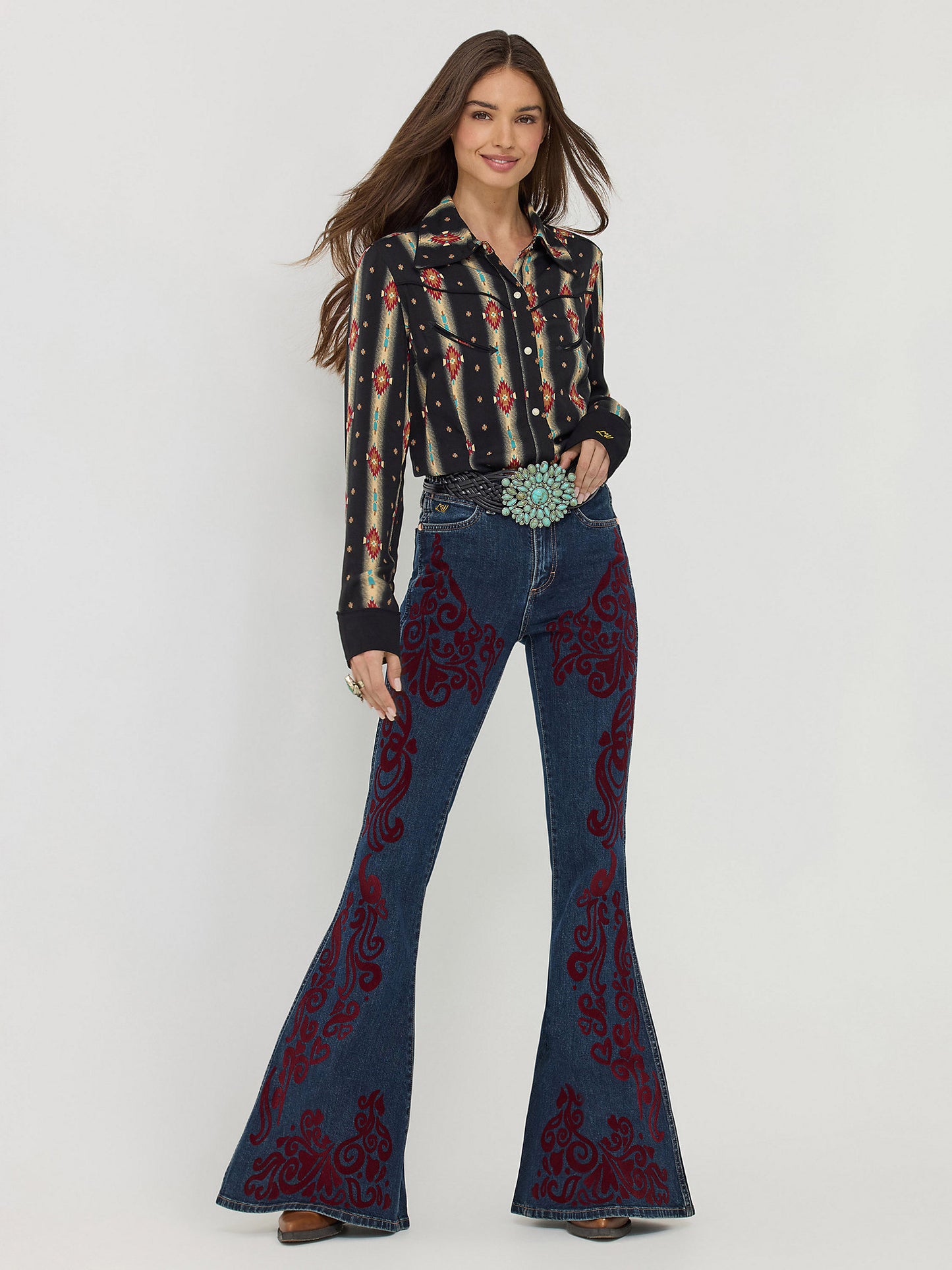 Wrangler X Lainey Wilson Flocked Bell Bottom Jeans