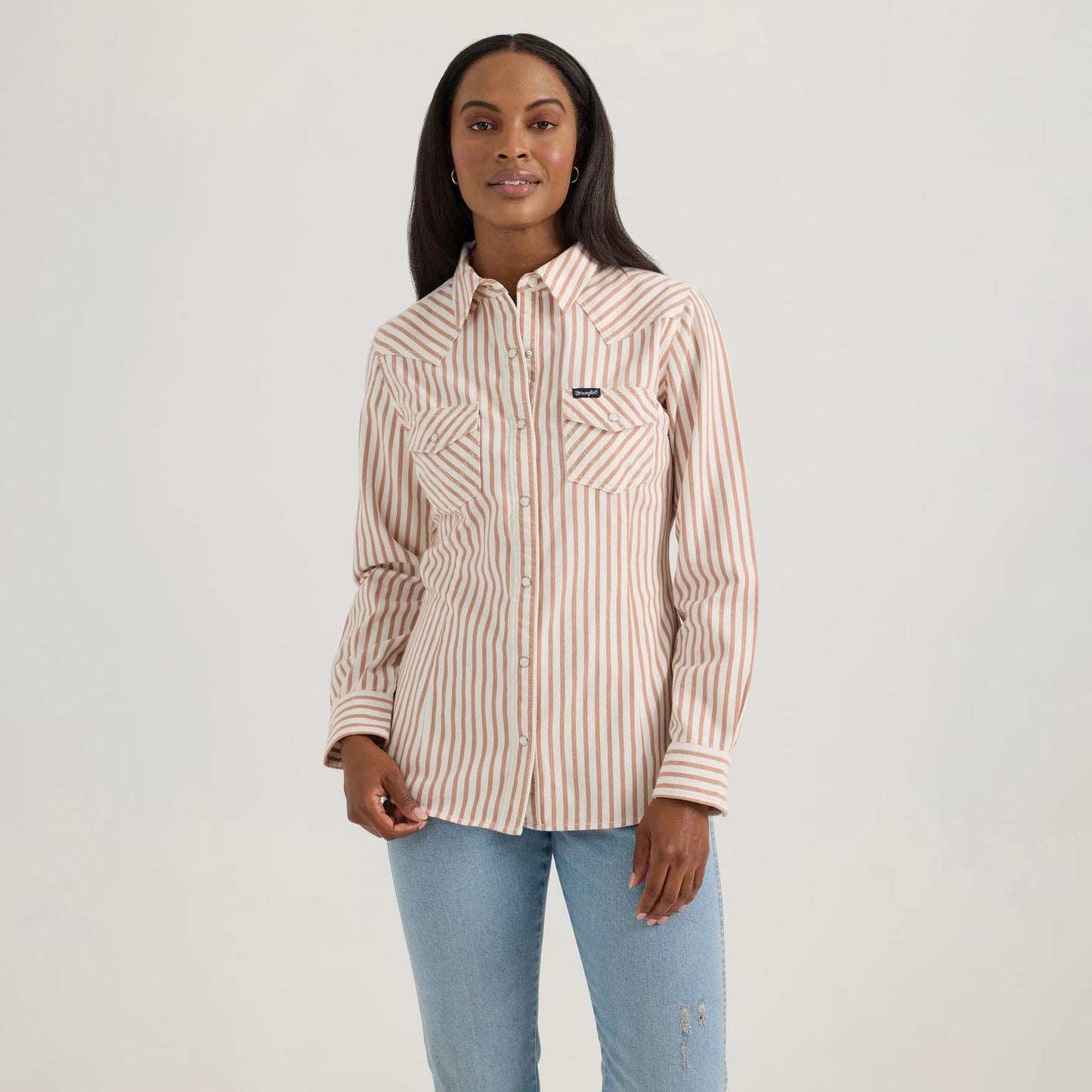 Wrangler Punchy Stripe Tan Women's Snap Up