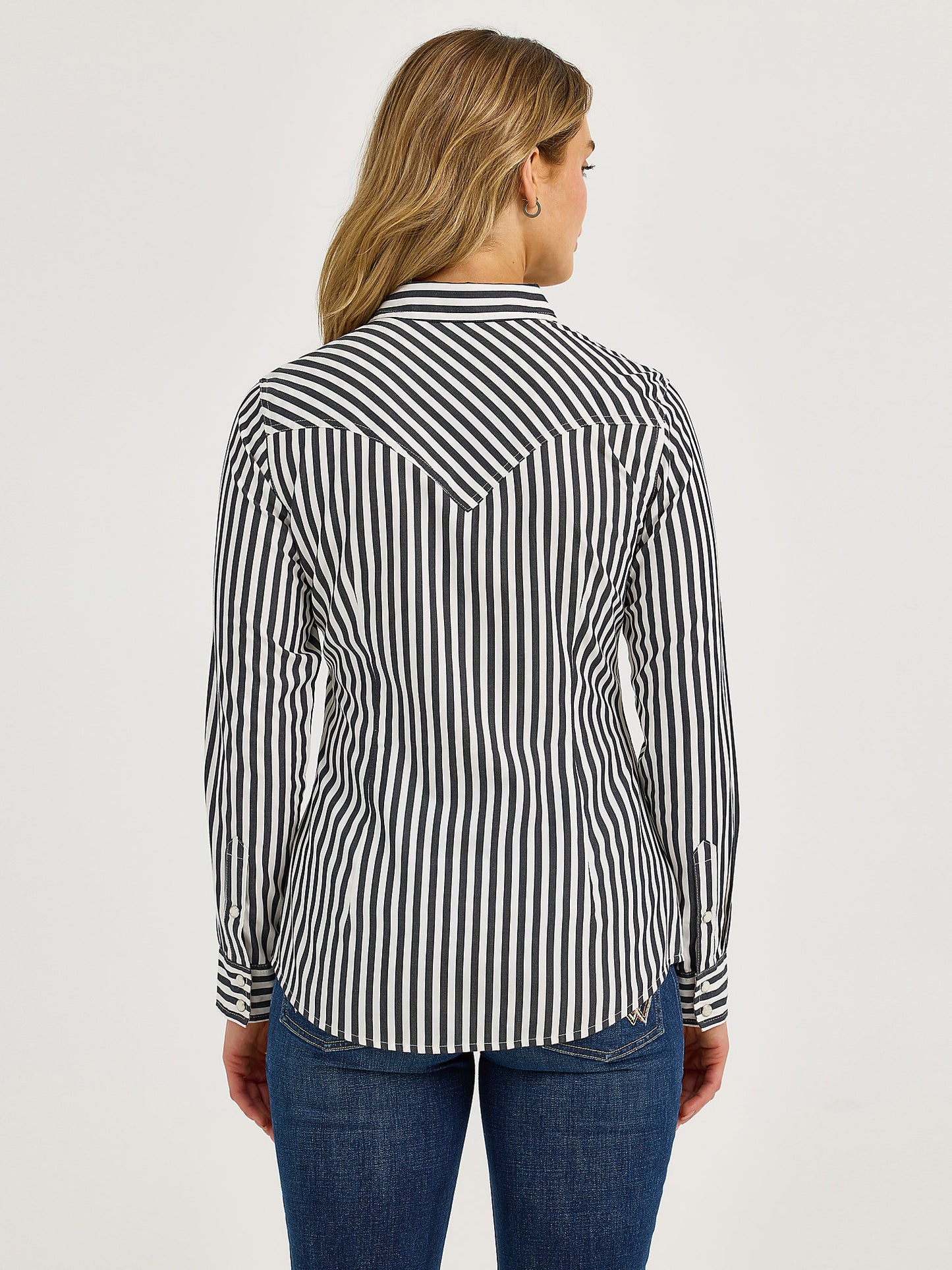 Wrangler Punchy Stripe Grey Women's Snap Up