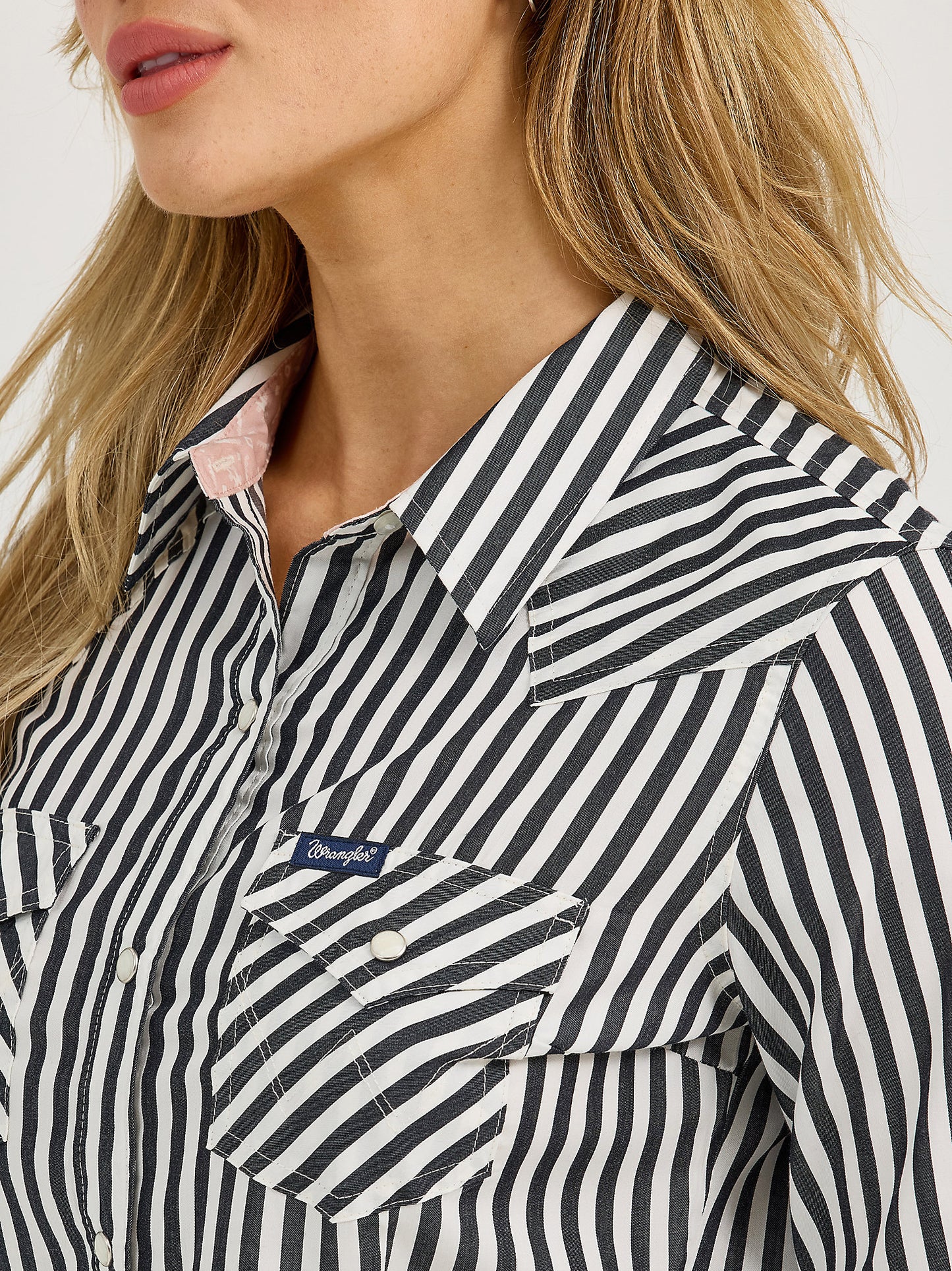Wrangler Punchy Stripe Grey Women's Snap Up