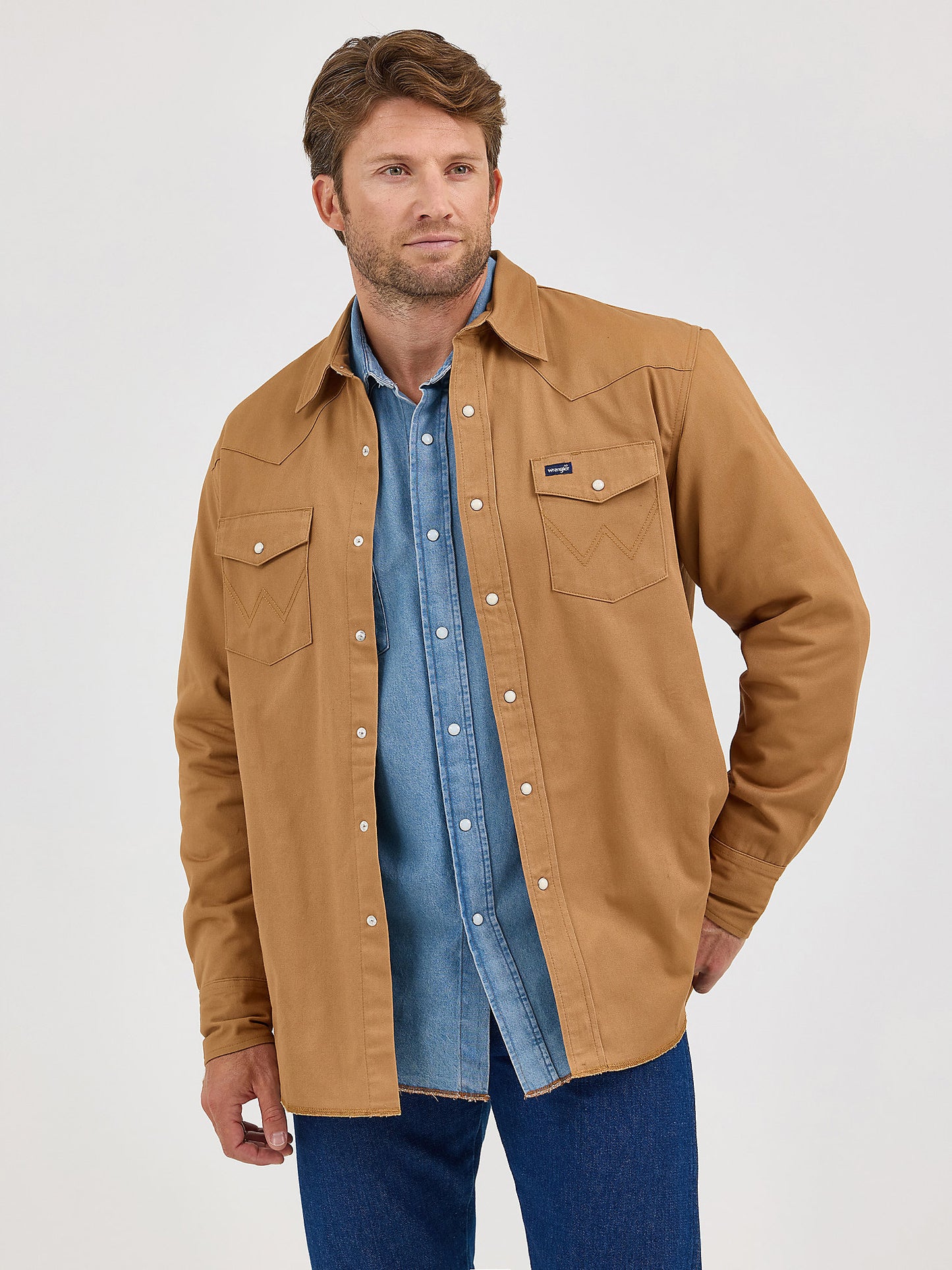 Wrangler Flannel Lined Tan Men's Snap Up