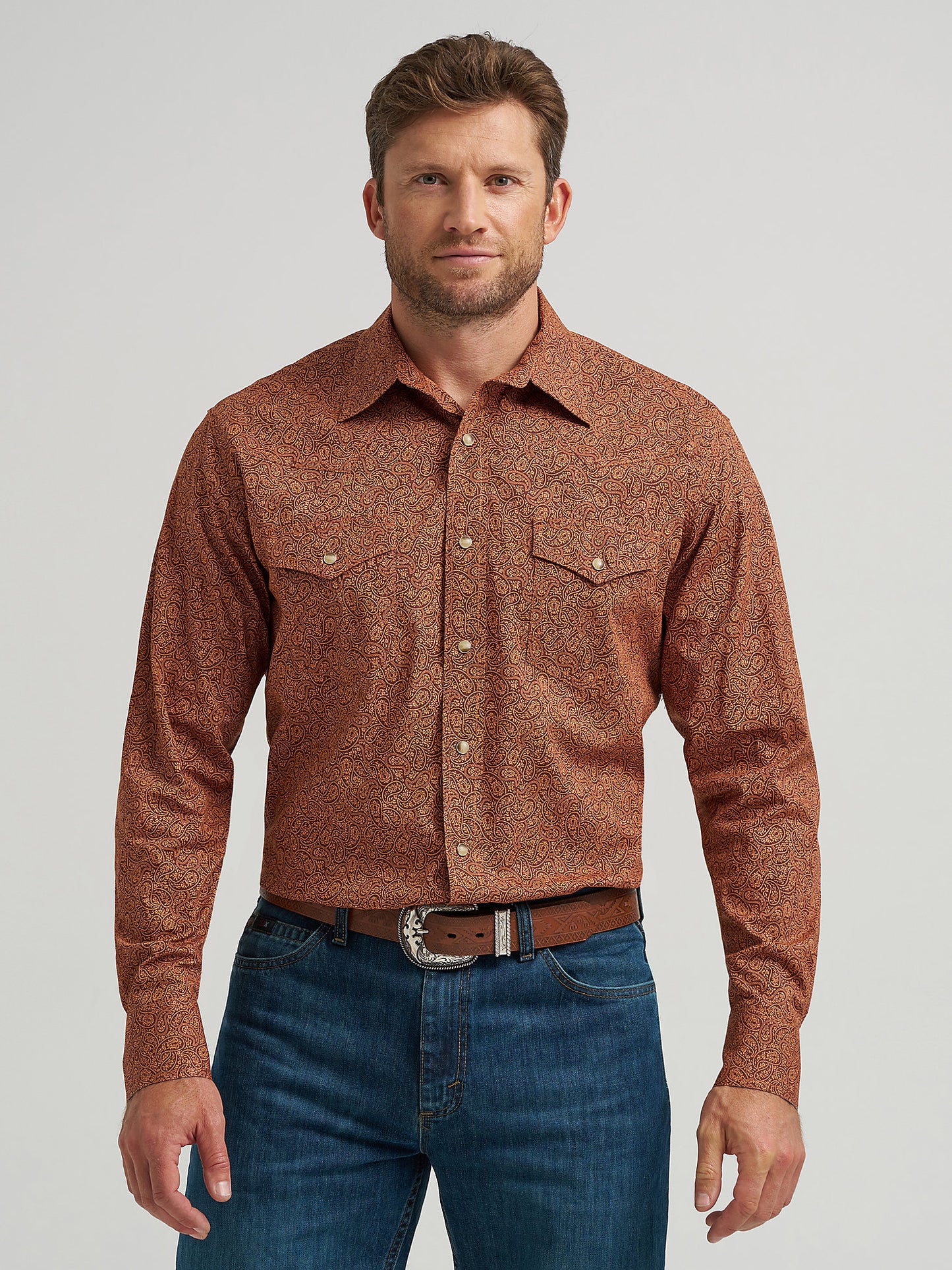 Wrangler 20x Paisley Brown Men's Snap Up