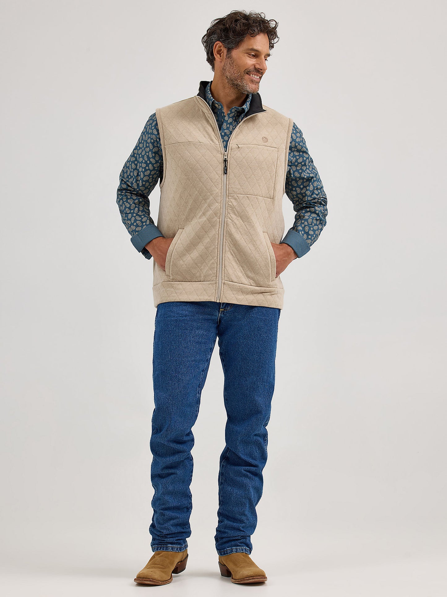 George Strait Tan Quilted Vest