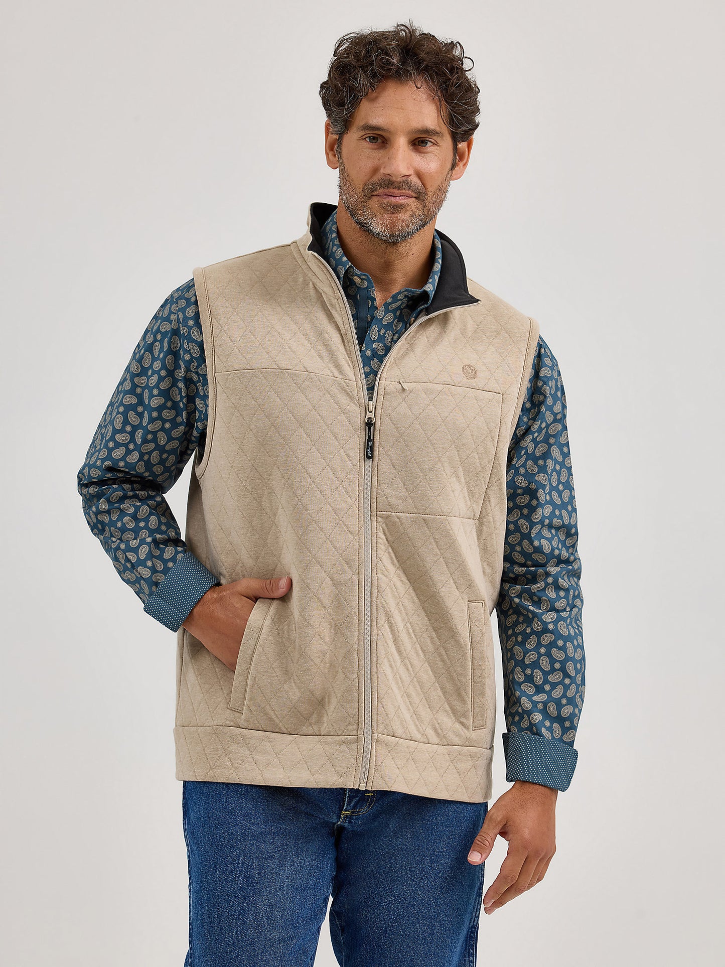 George Strait Tan Quilted Vest
