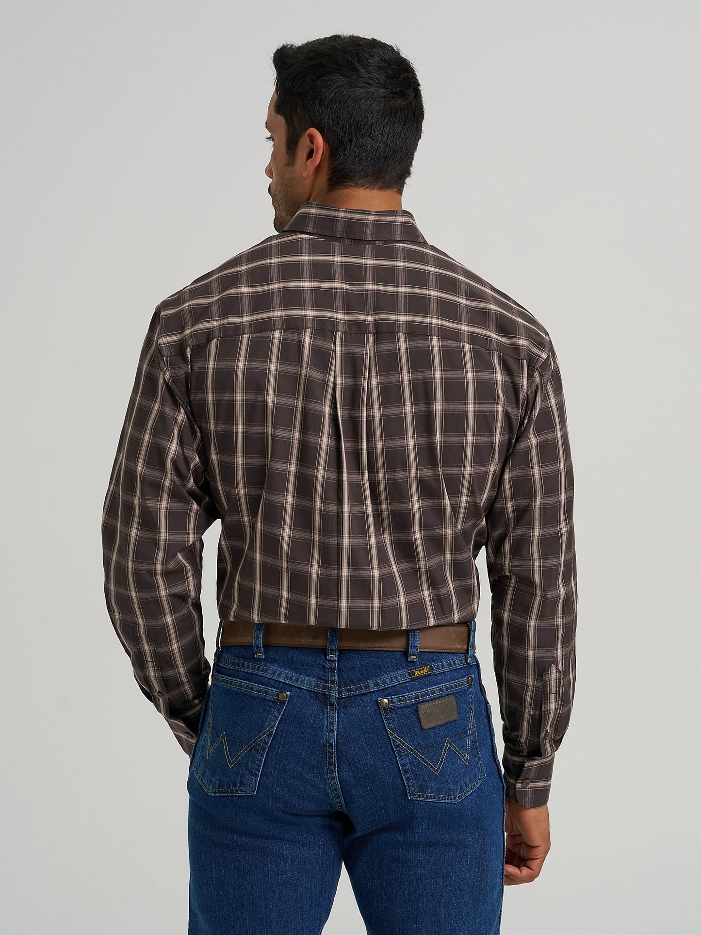 Wrangler George Strait Coffee Plaid Men's Button Up