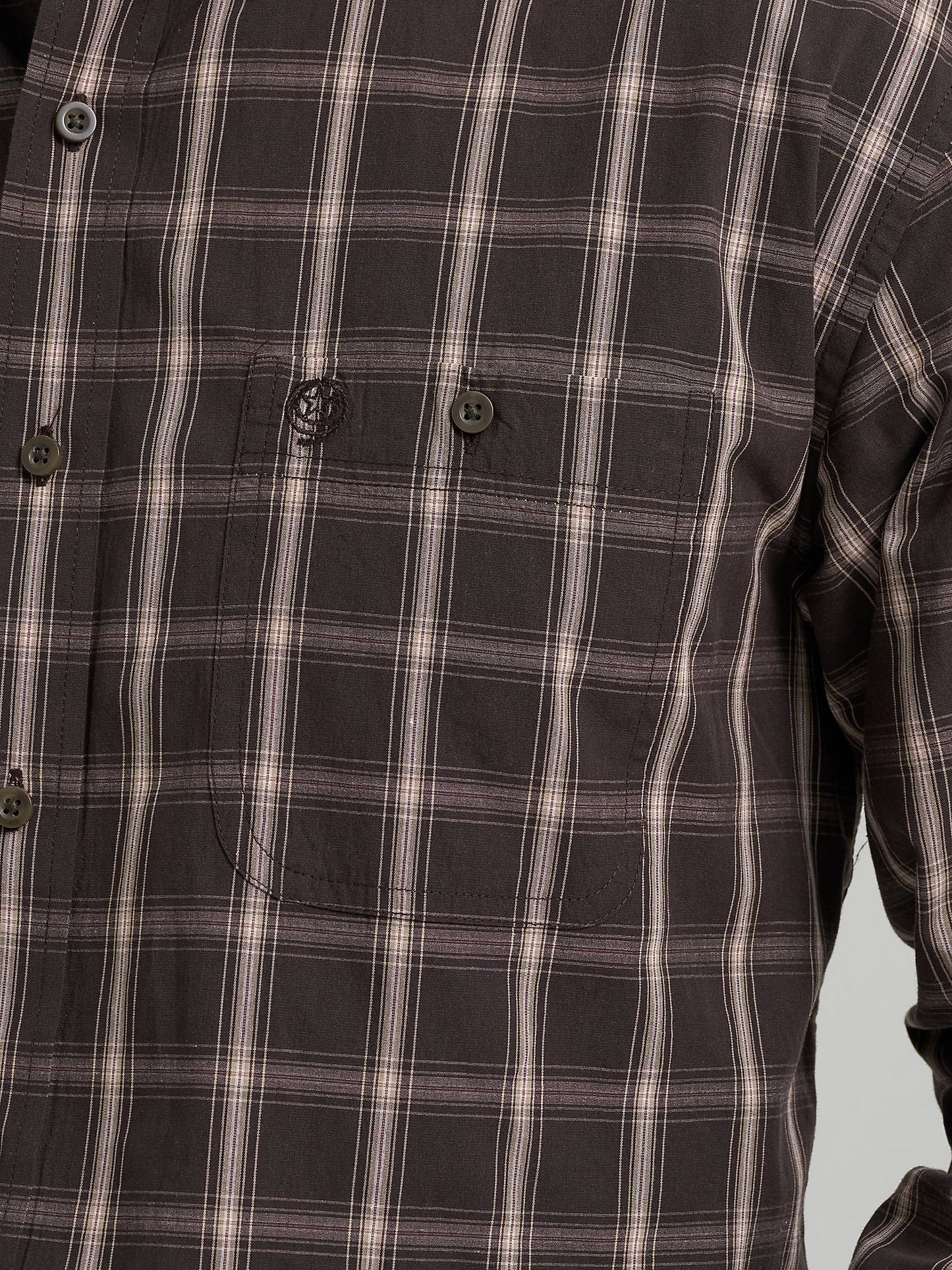 Wrangler George Strait Coffee Plaid Men's Button Up