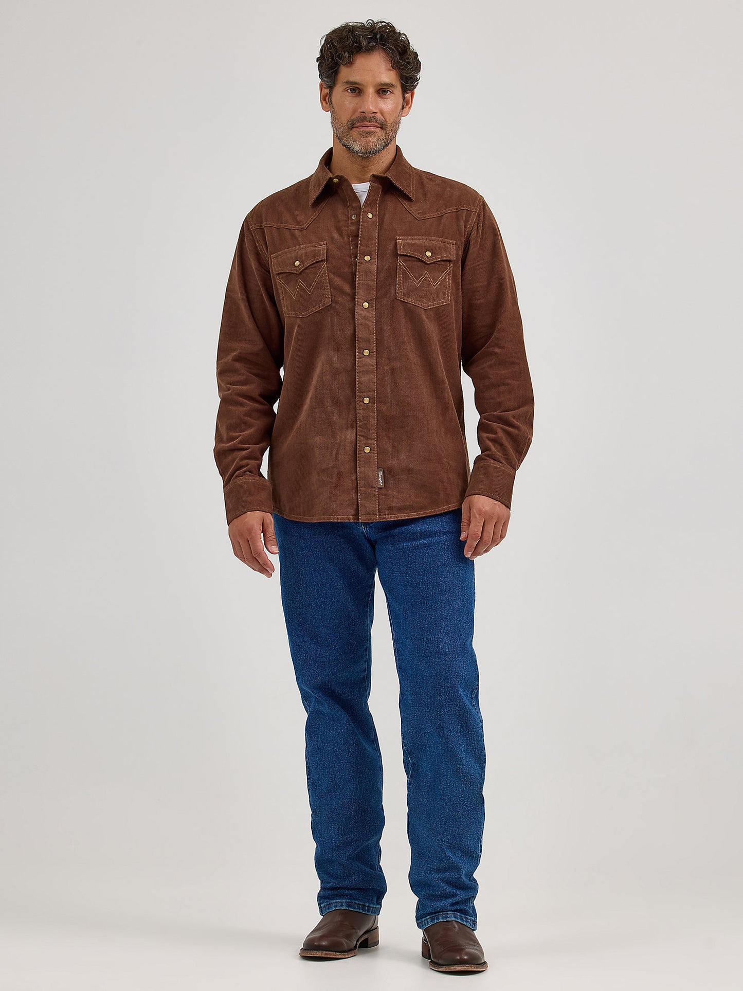 Wrangler Corduroy Chocolate Snap Up