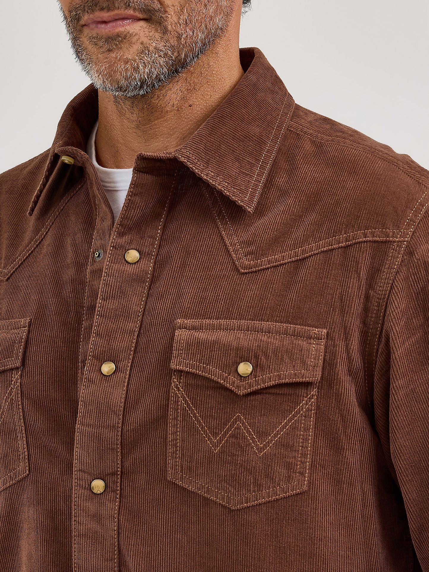 Wrangler Corduroy Chocolate Snap Up
