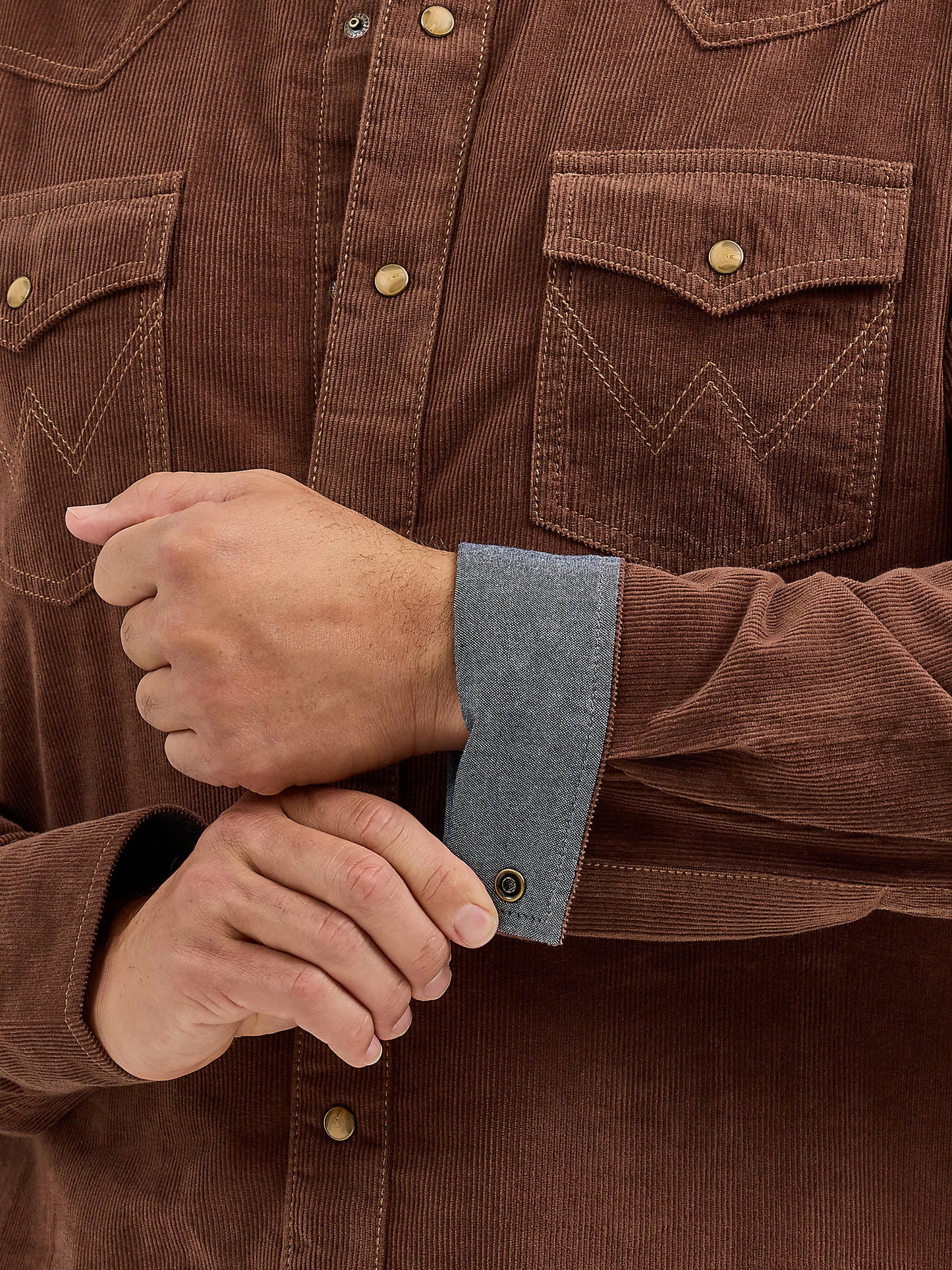 Wrangler Corduroy Chocolate Snap Up