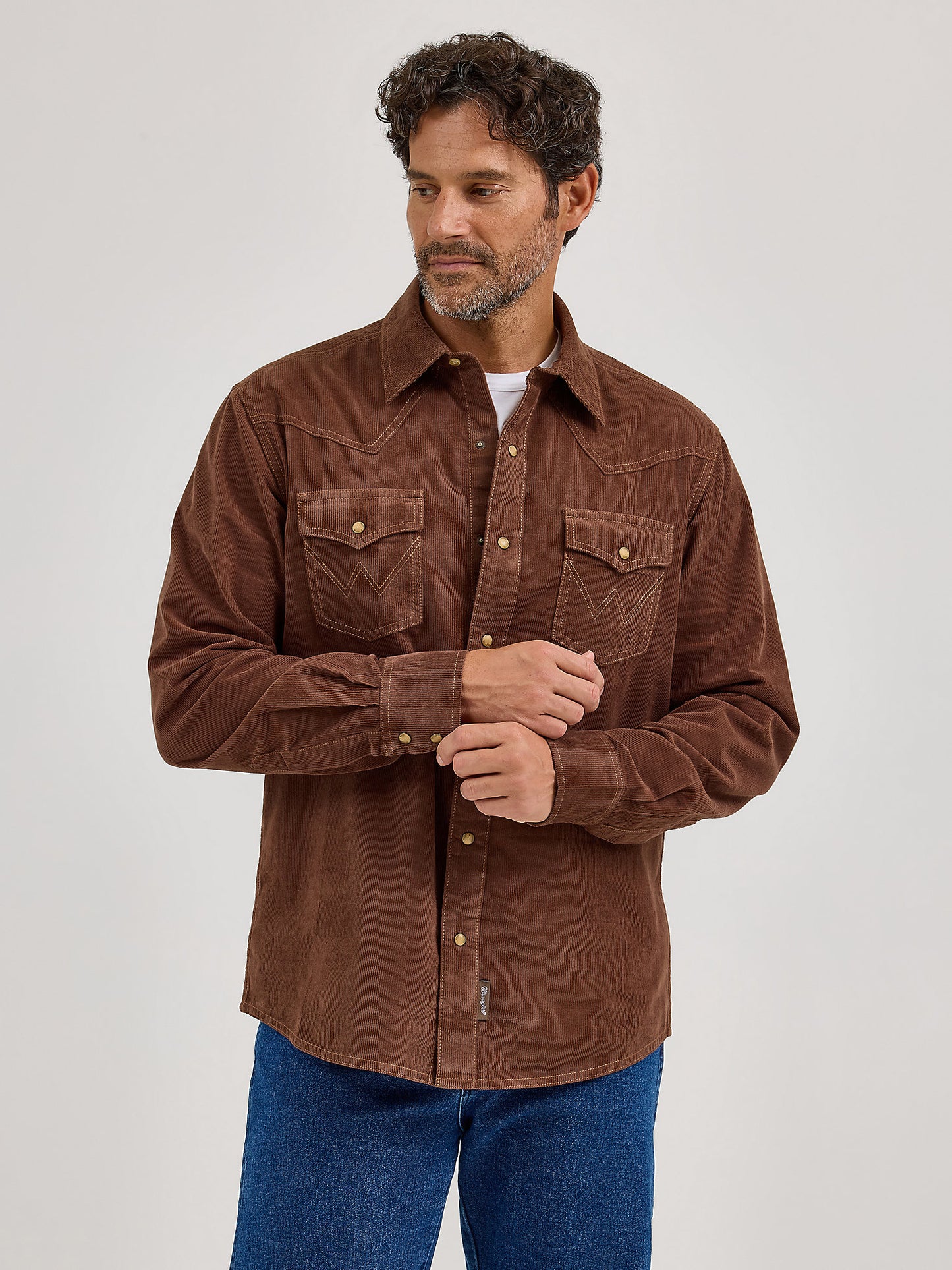 Wrangler Corduroy Chocolate Snap Up
