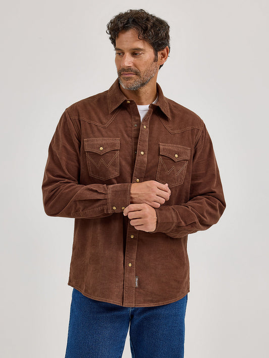 Wrangler Corduroy Chocolate Snap Up